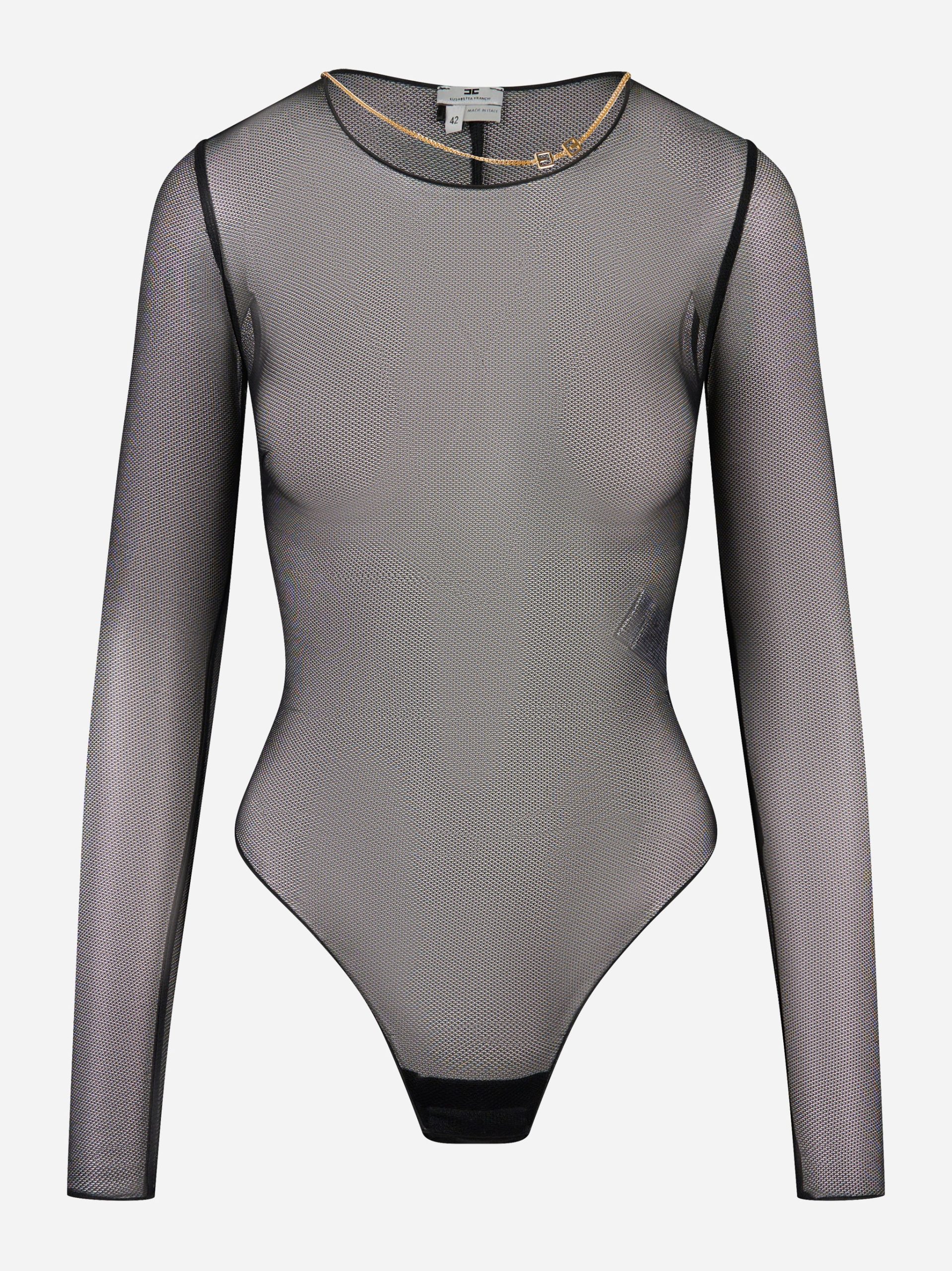 Body in tulle con collana Nero