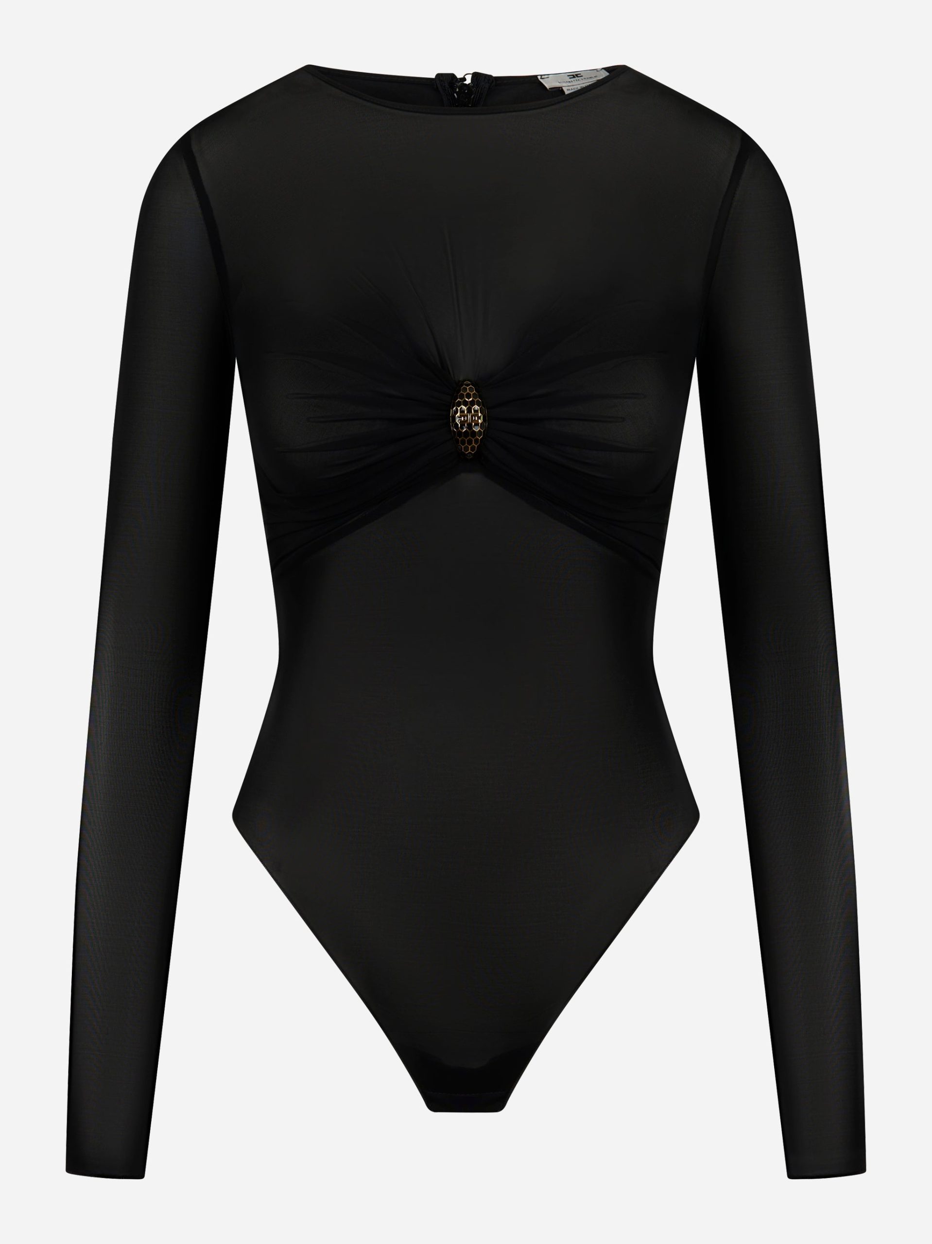 Body in jersey con dettaglio gioiello Nero