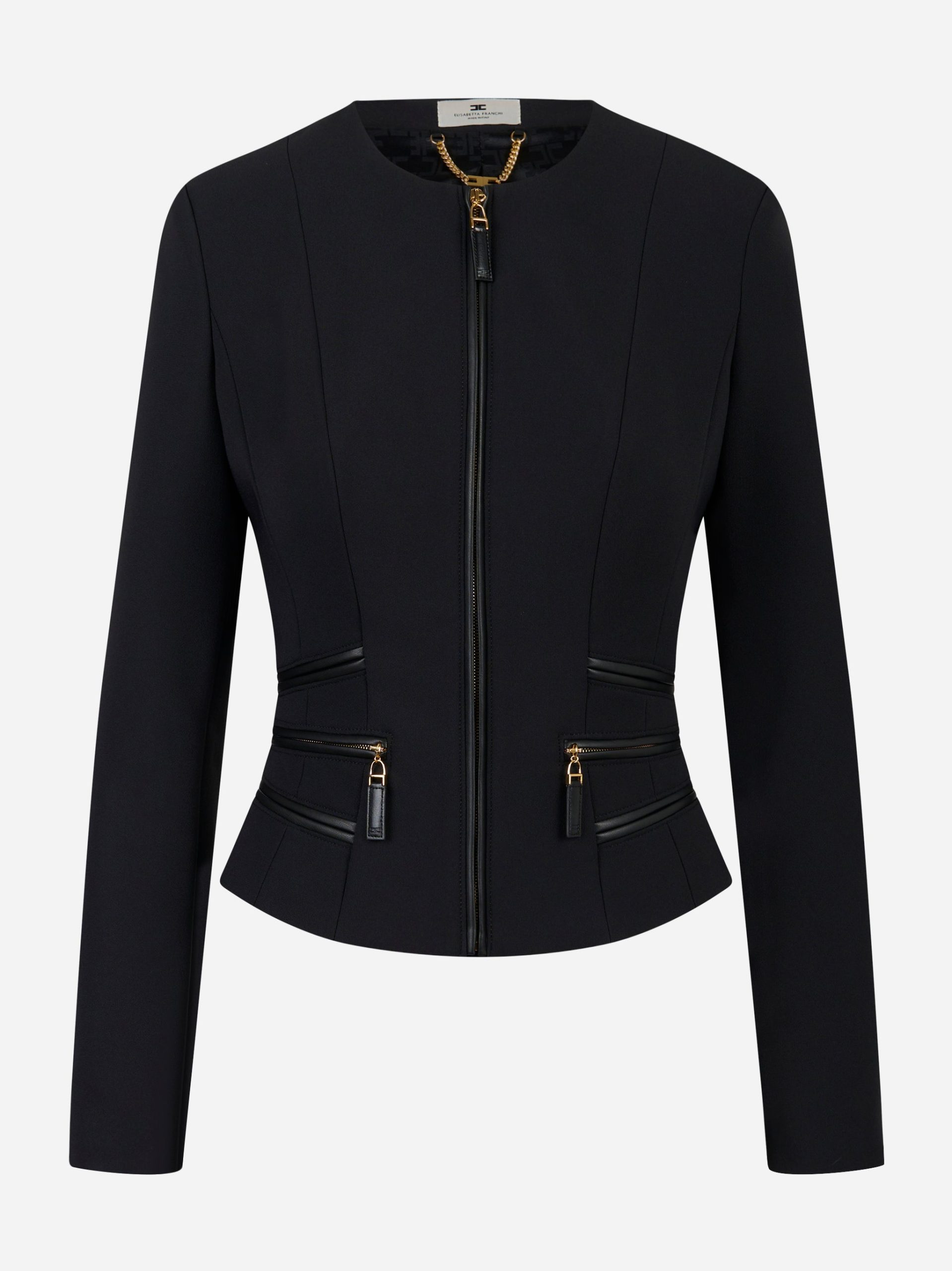 Giacca in doppio crepe con dettagli zip Nero