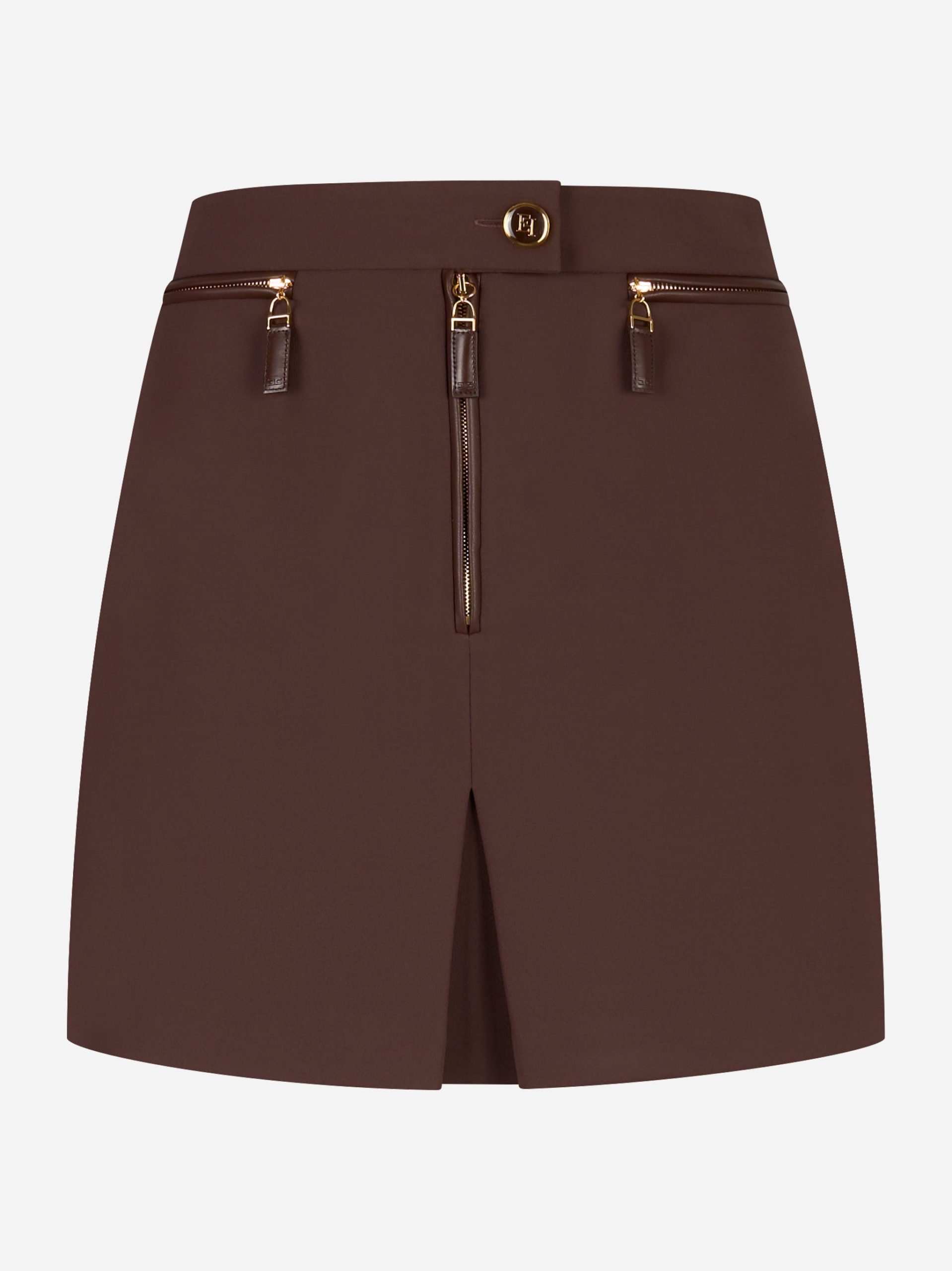 Gonna in doppio crepe con zip Marrone