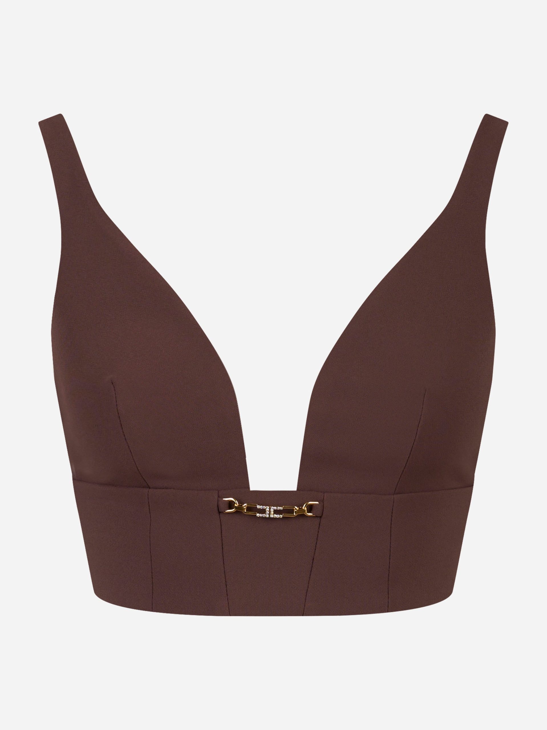 Top in crepe con dettaglio gioiello Marrone