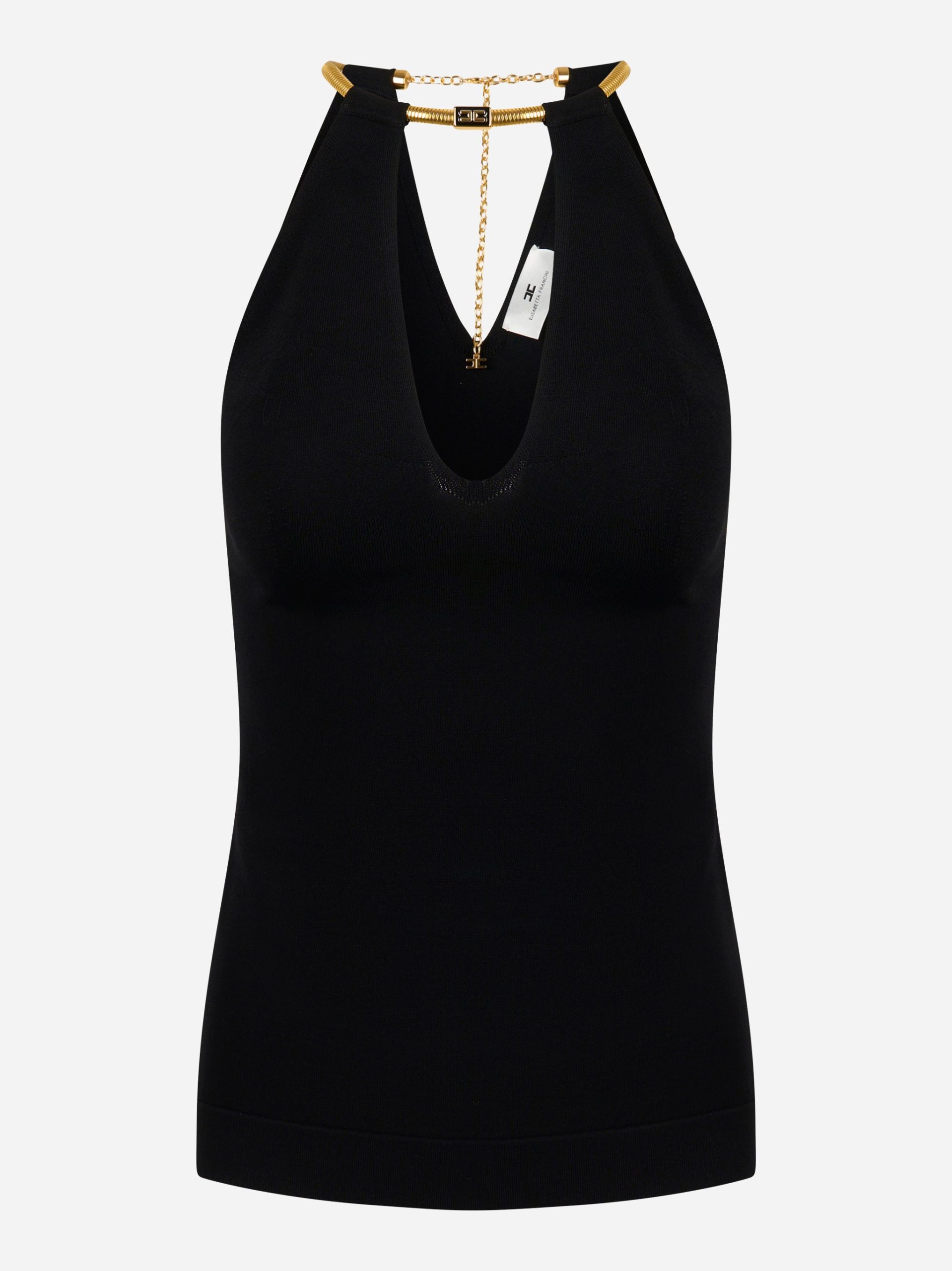 Top in maglia con snake gioiello Nero