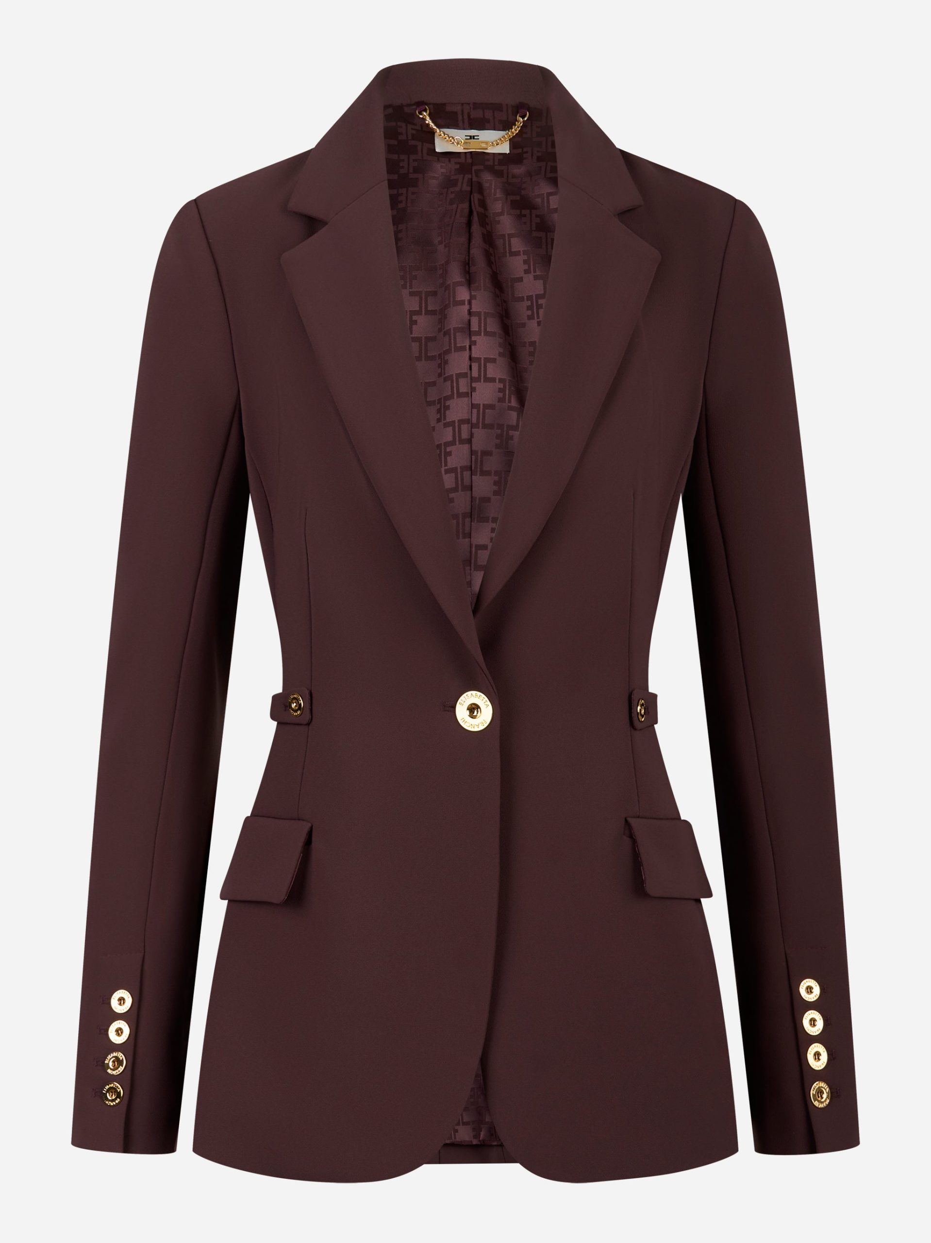 Giacca in crepe leggero con dettagli gioiello Bordeaux