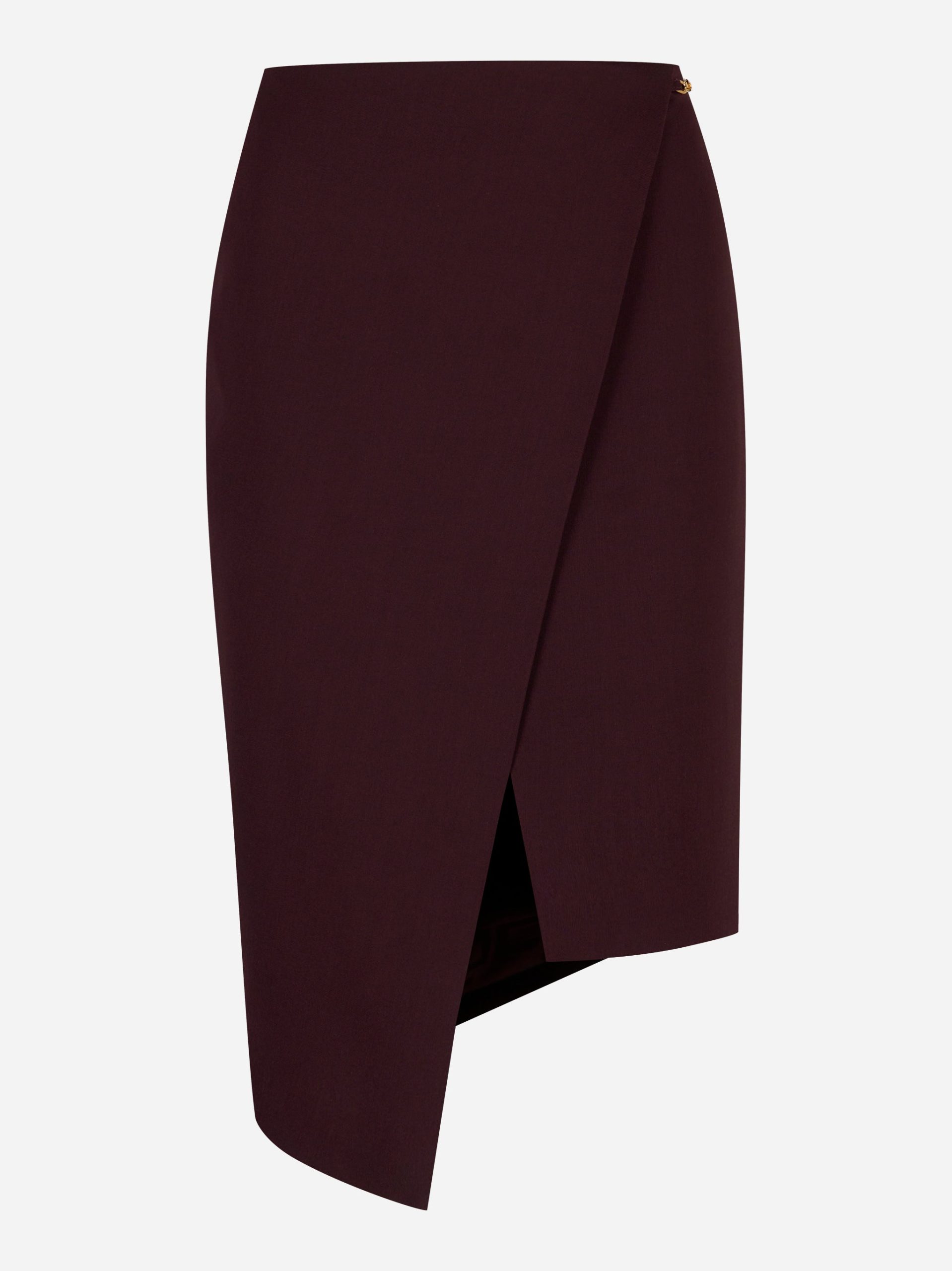 Gonna in crepe con dettaglio gioiello Bordeaux