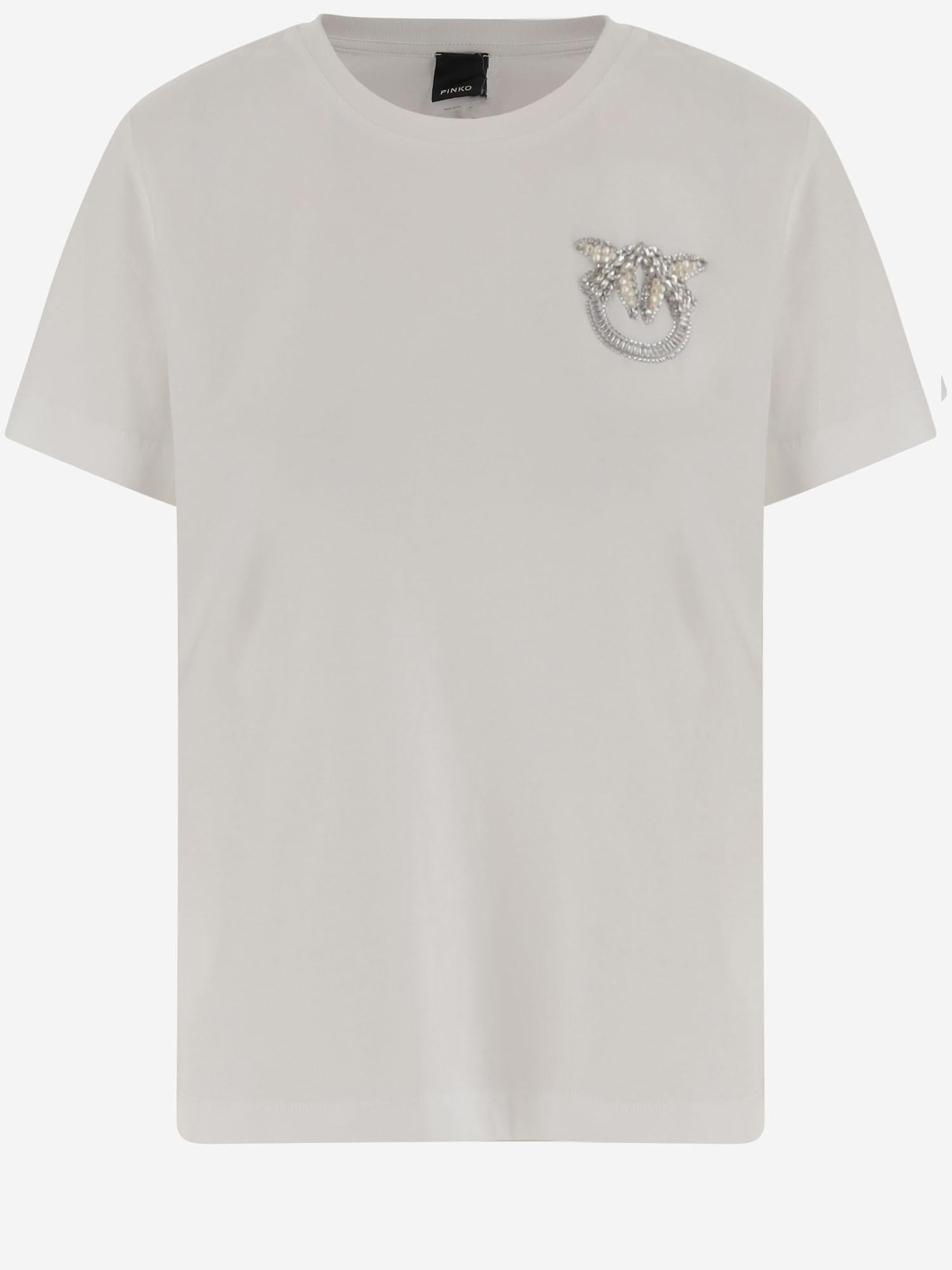 T-SHIRT IN COTONE CON RICAMO GIOIELLO LOVE BIRDS