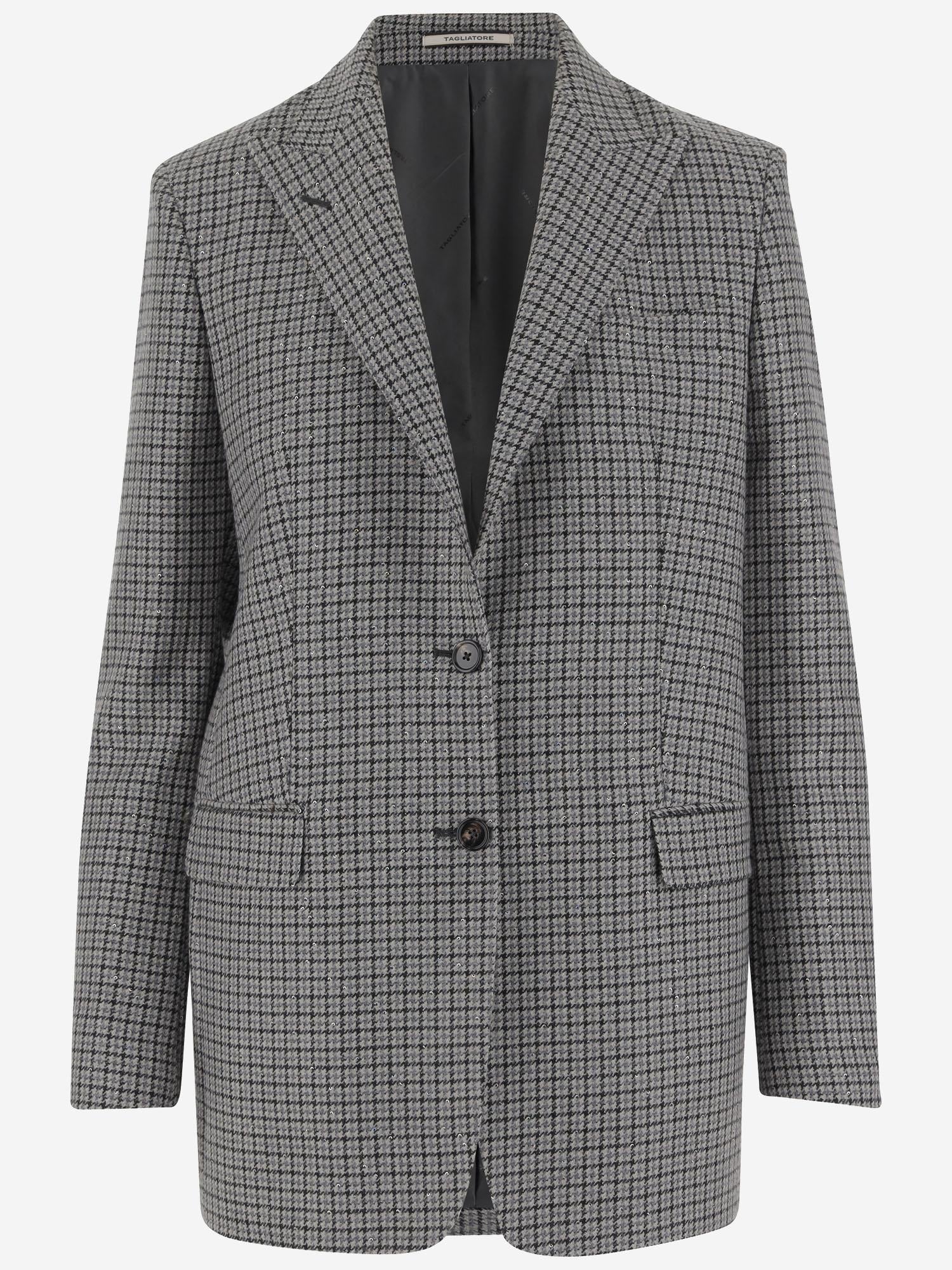 GIACCA LUNGA PIED DE POULE DUE BOTTONI