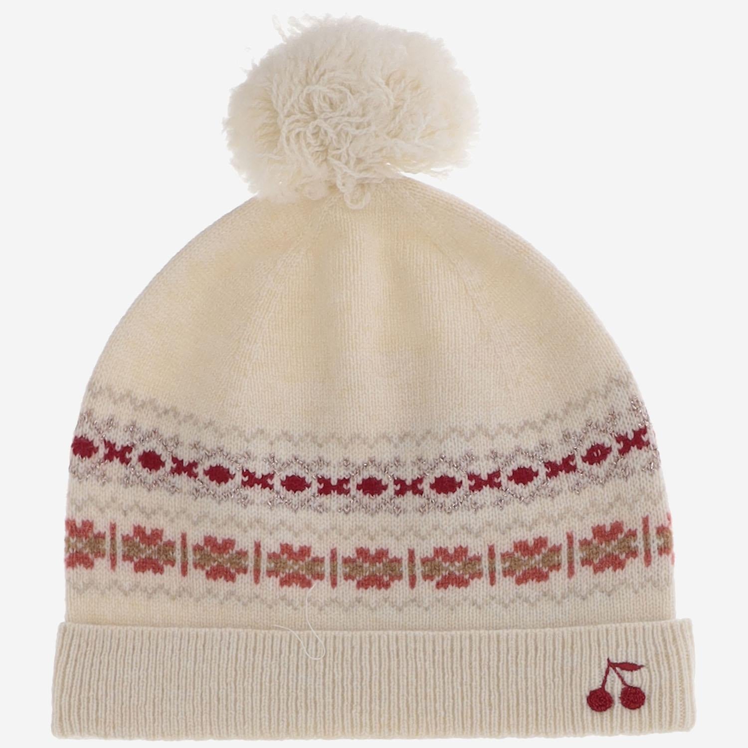 CAPPELLO JOUMA IN LANA CON RICAMO E PON PON