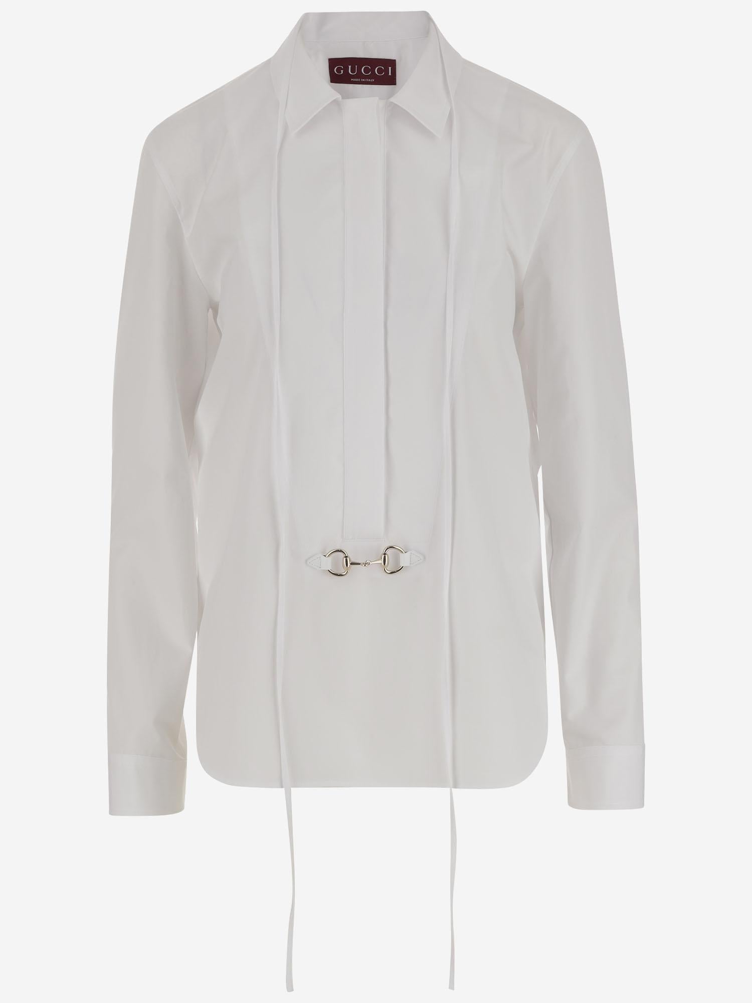 CAMICIA IN POPELINE DI COTONE CON MORSETTO