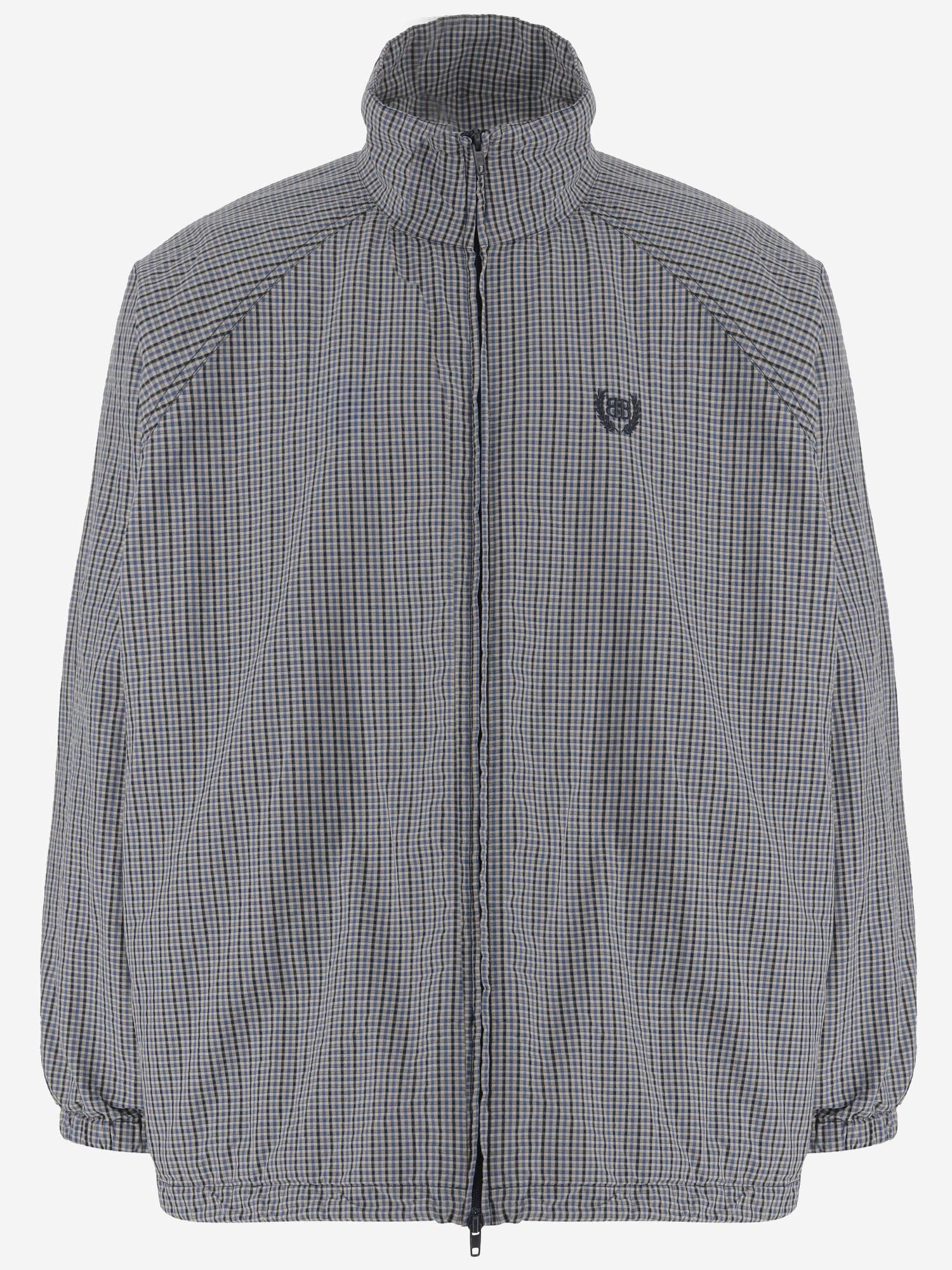 GIACCA IN COTONE E LINO CON MOTIVO A QUADRI