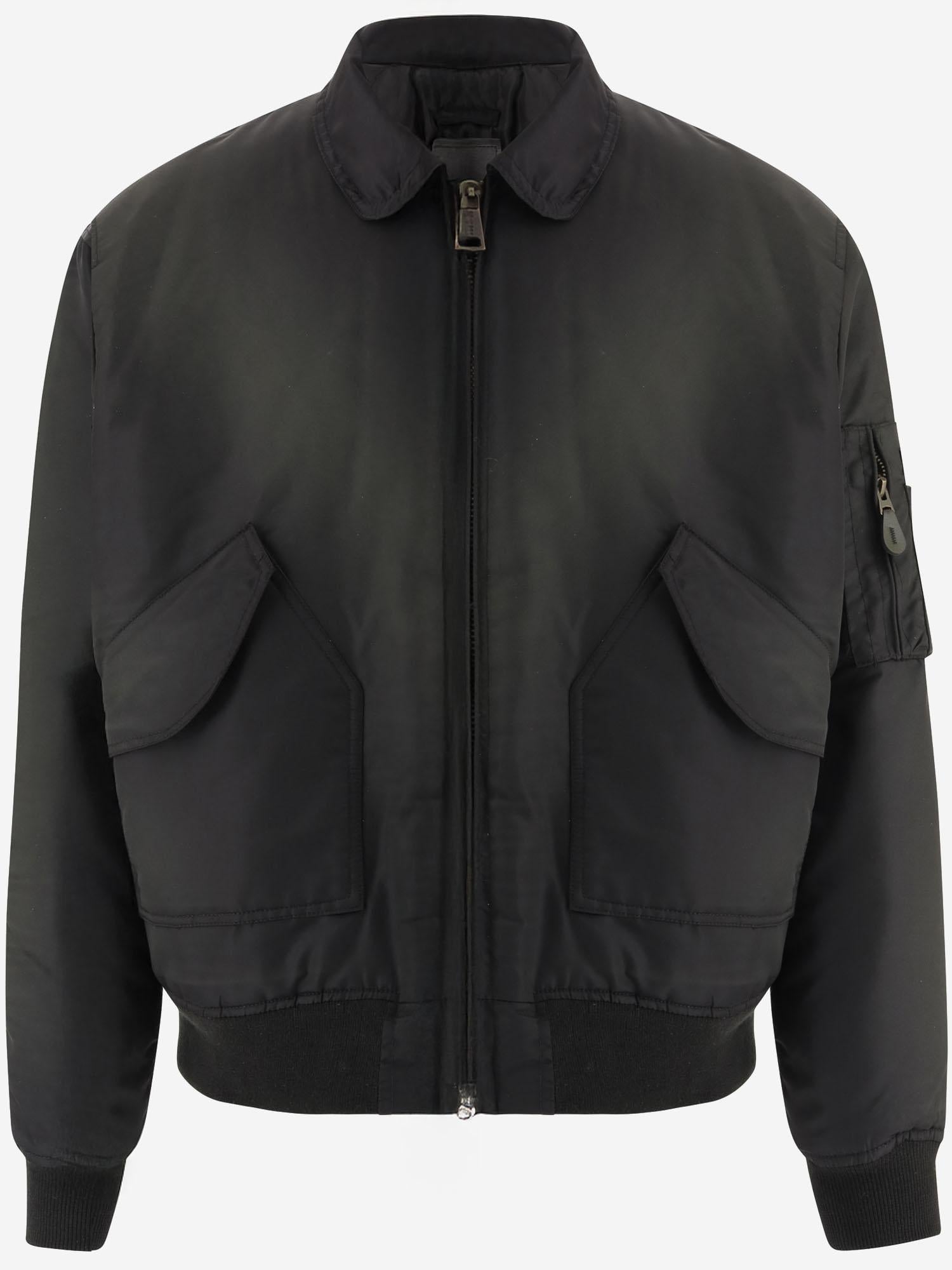 GIACCA BOMBER IN NYLON CON BORDI A COSTE