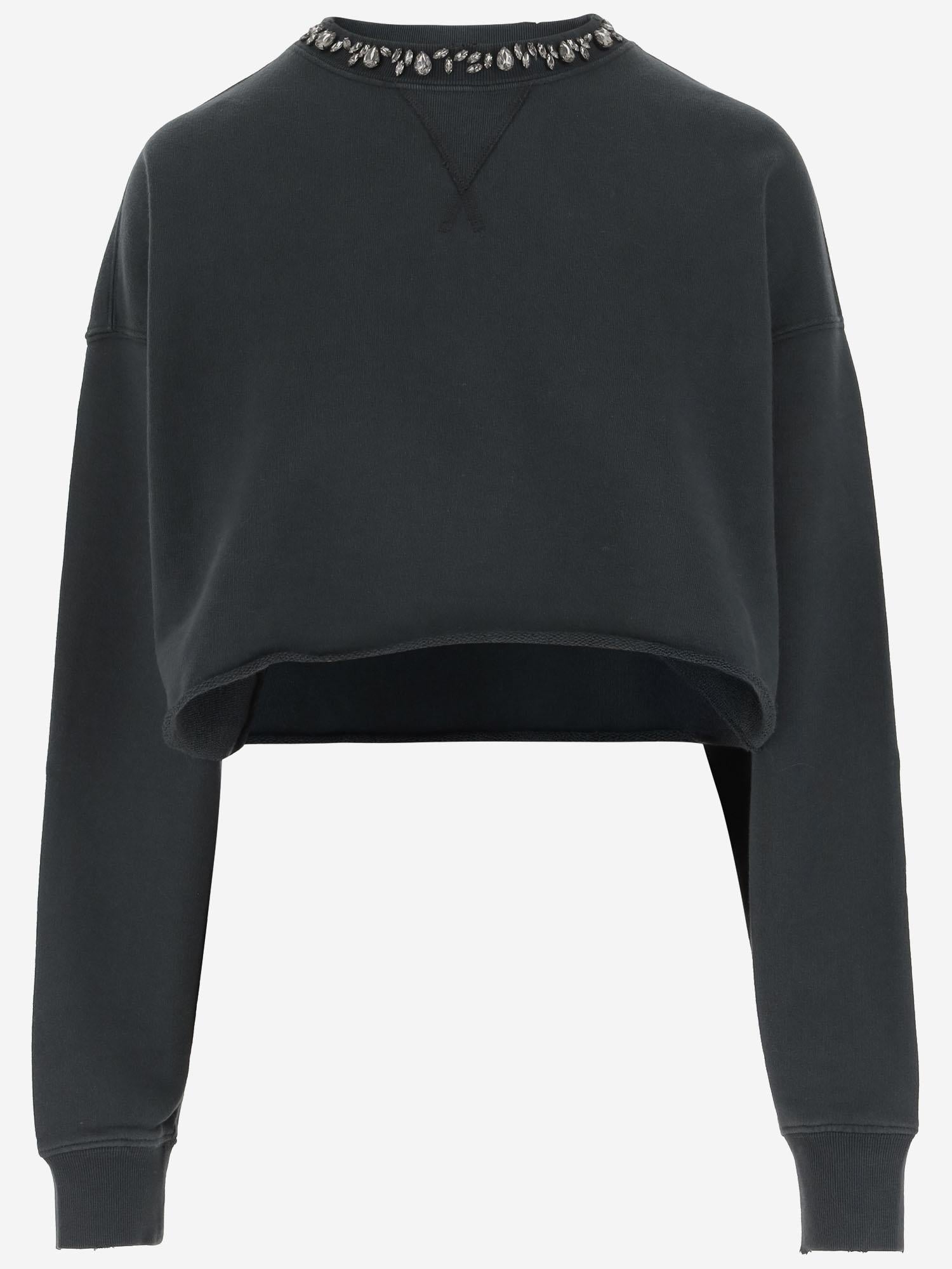 FELPA CORTA IN COTONE CON DECORAZIONE