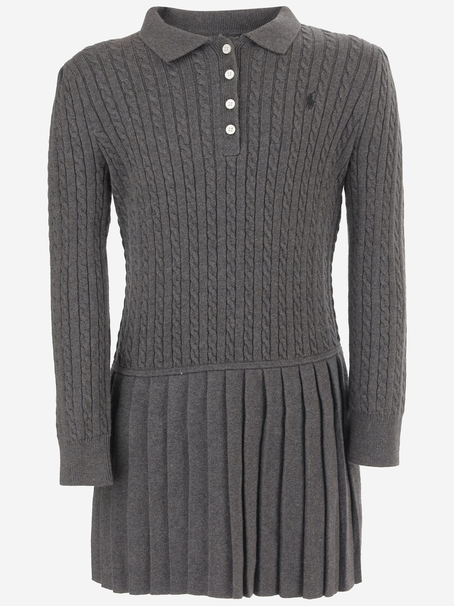 ABITO IN COTONE CON LAVORAZIONE TRECCIA E GONNA PLISSÉ