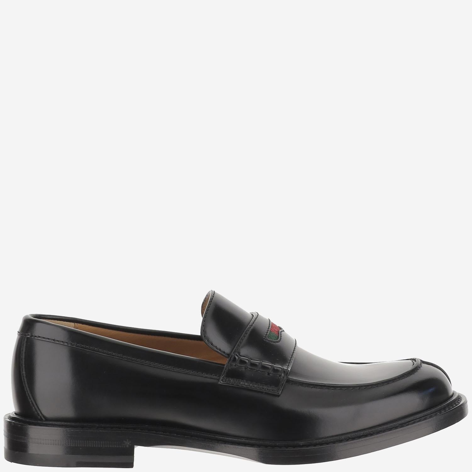 Mocassino in pelle con dettaglio Web