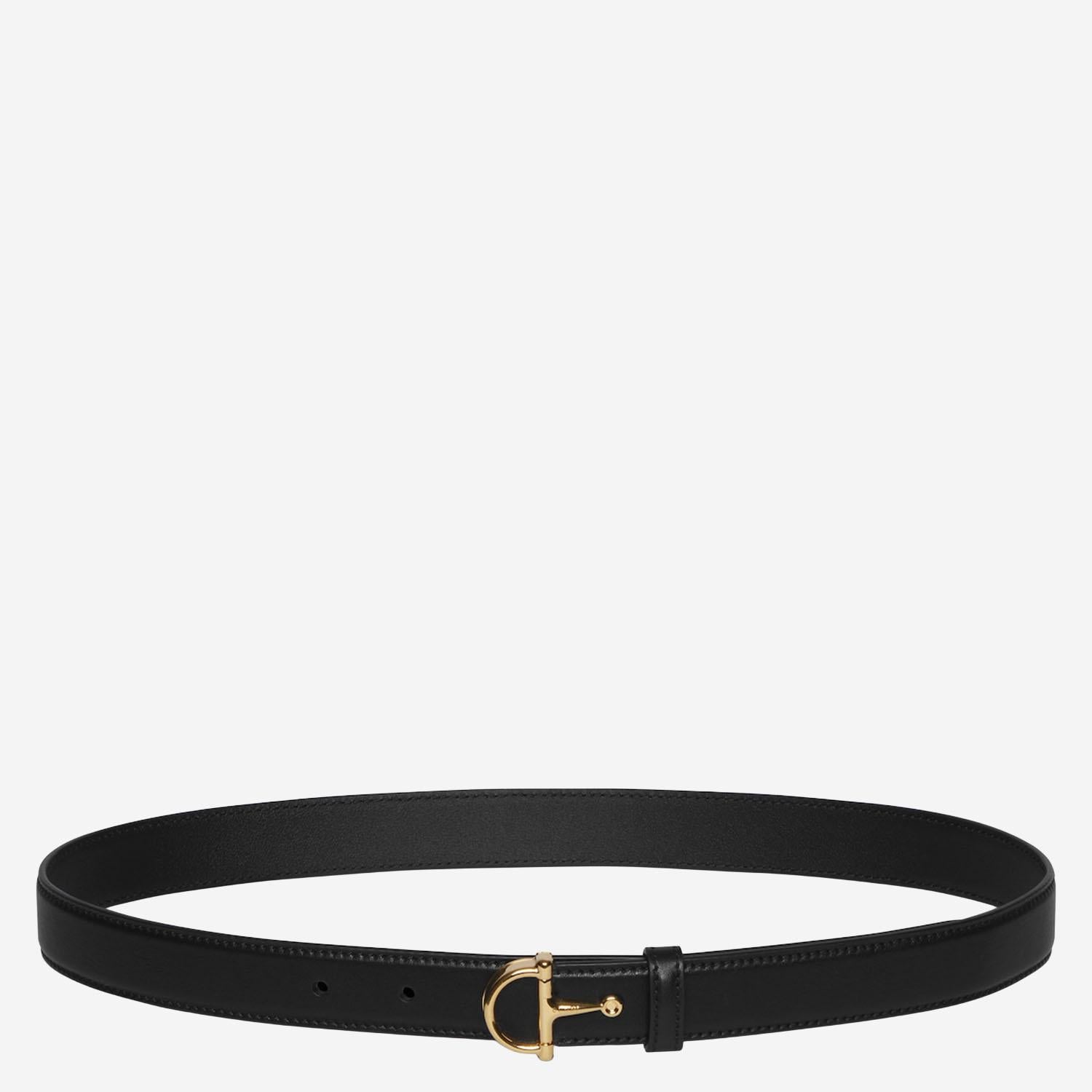 Cintura sottile in pelle con fibbia a mezzo morsetto
