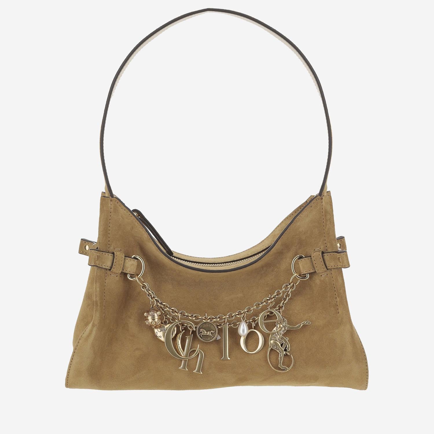 BORSA A SPALLA IN PELLE SCAMOSCIATA