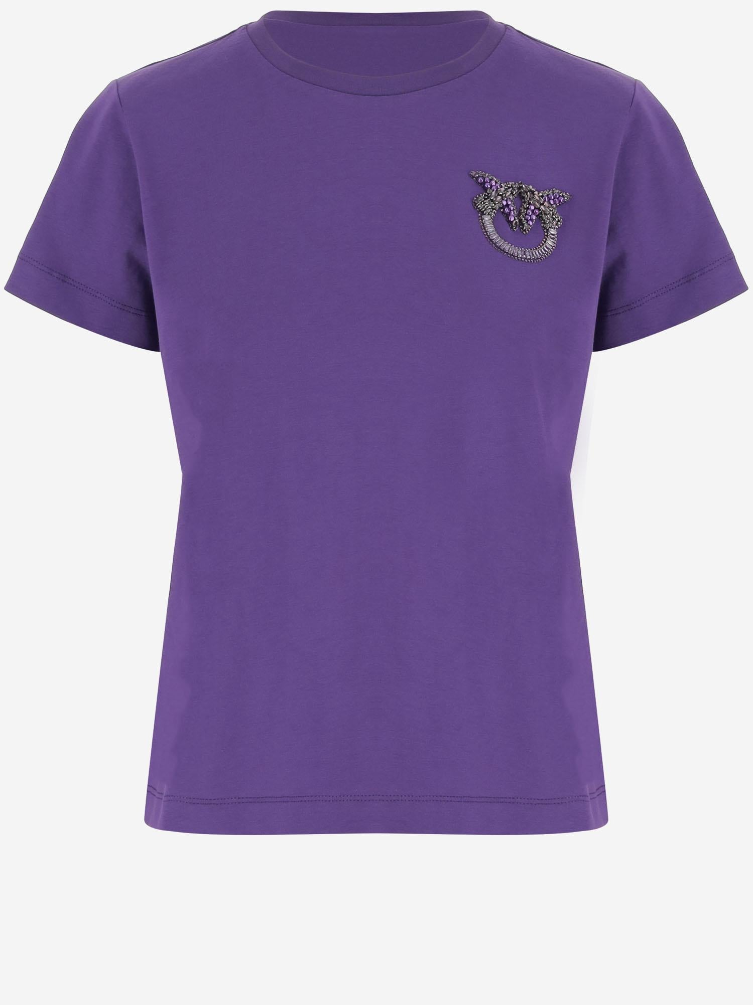 T-SHIRT IN COTONE CON RICAMO GIOIELLO LOVE BIRDS