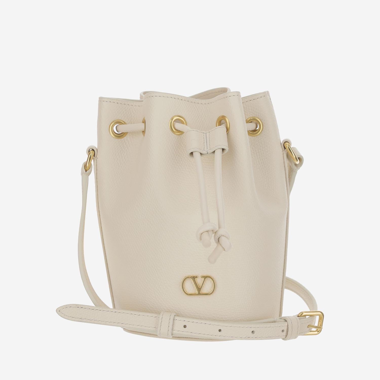 BORSA A SECCHIELLO V-LOGO IN PELLE