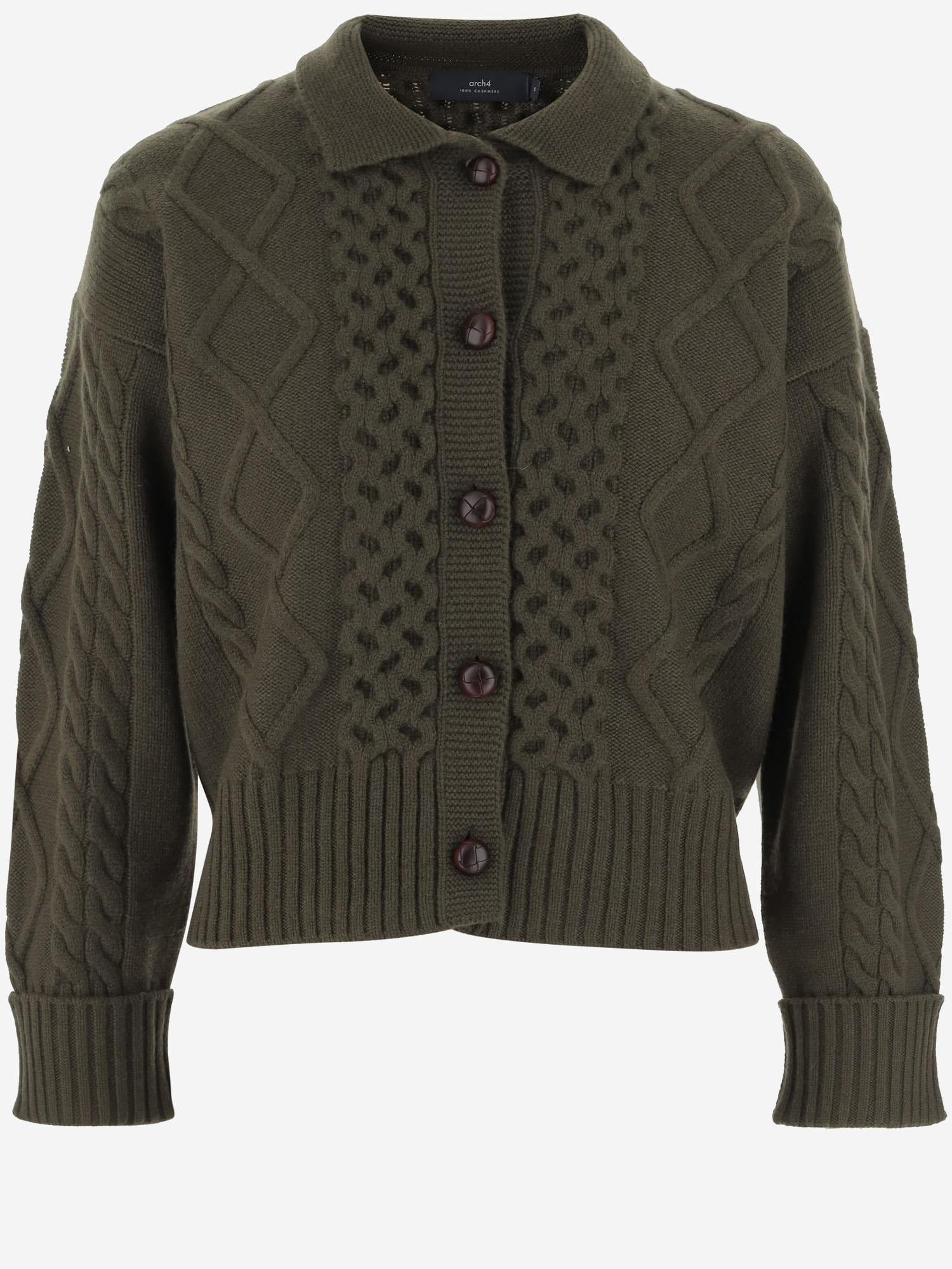 CARDIGAN IN CASHMERE CON MOTIVO TRECCIA