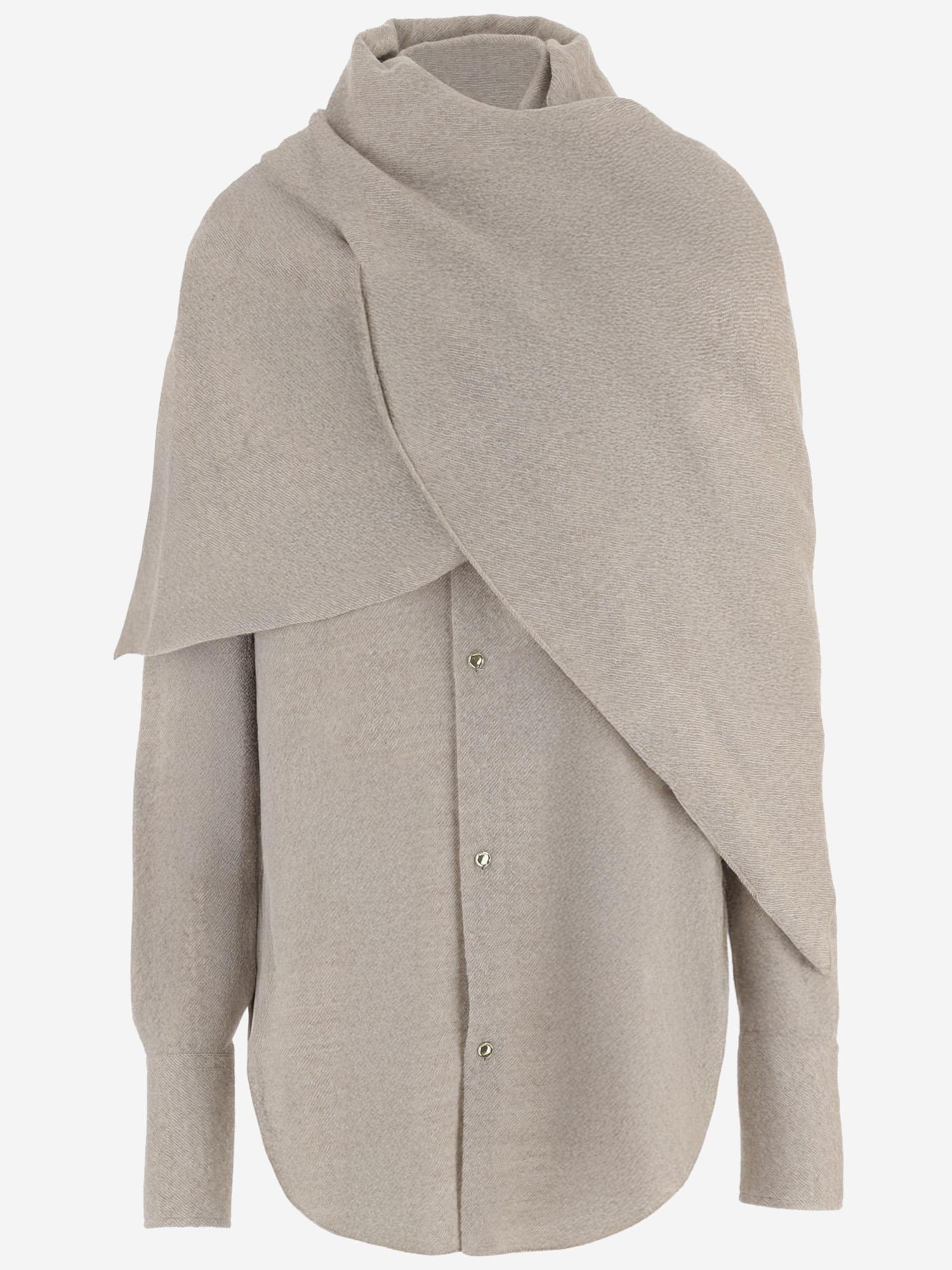 CAMICIA IN LANA CON SCIALLE COORDINATO