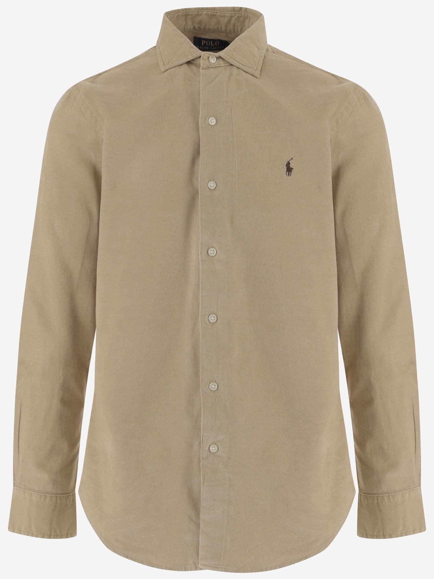 Camicia in velluto a coste beige