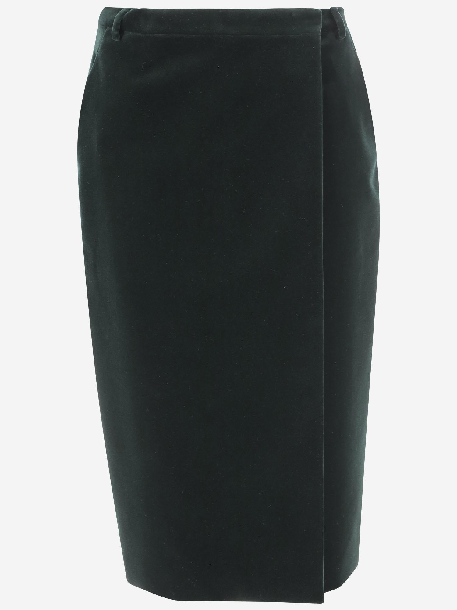 Gonna midi a incrocio in velluto di cotone