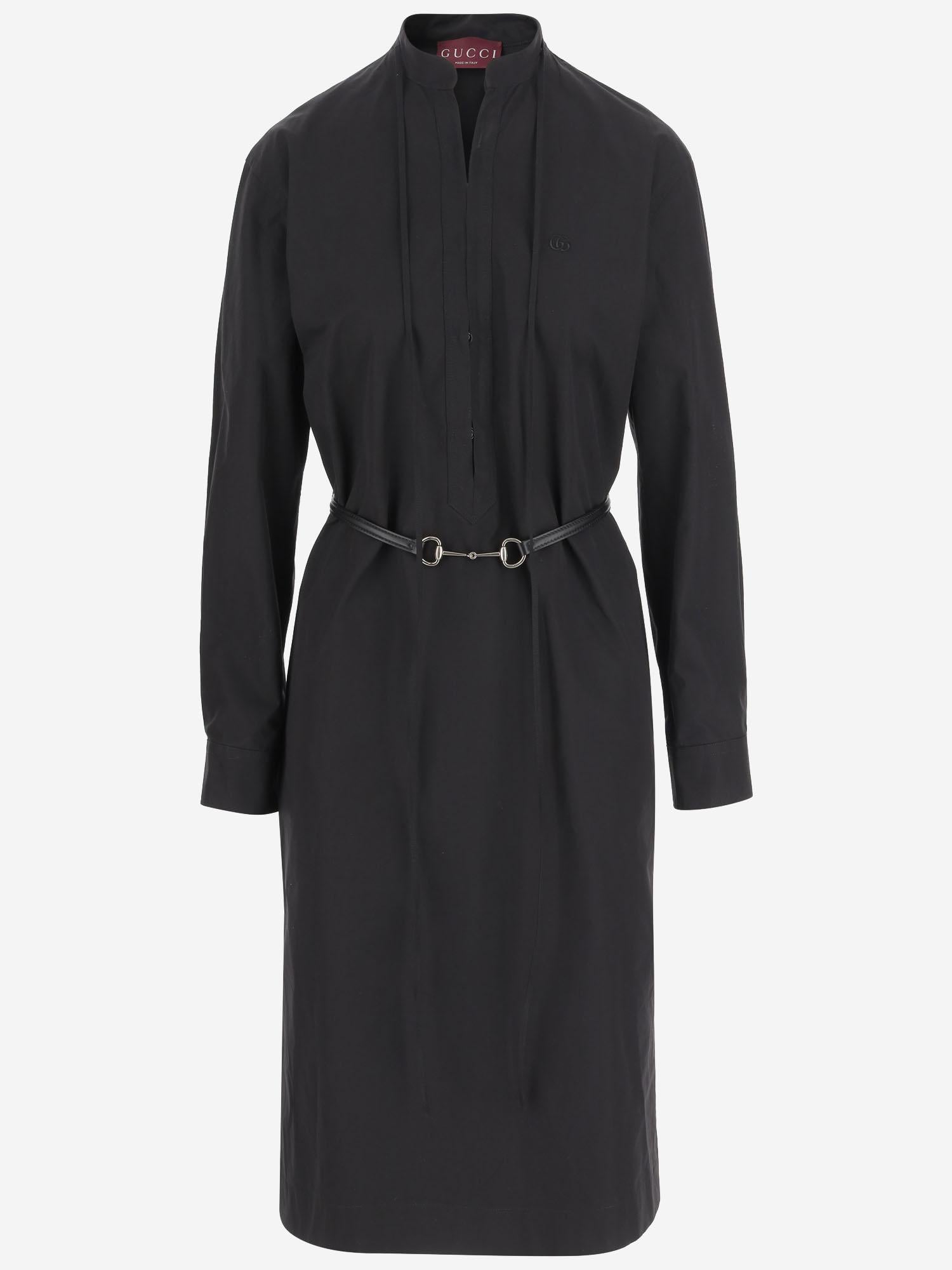 Abito in popeline di cotone con cintura con Morsetto