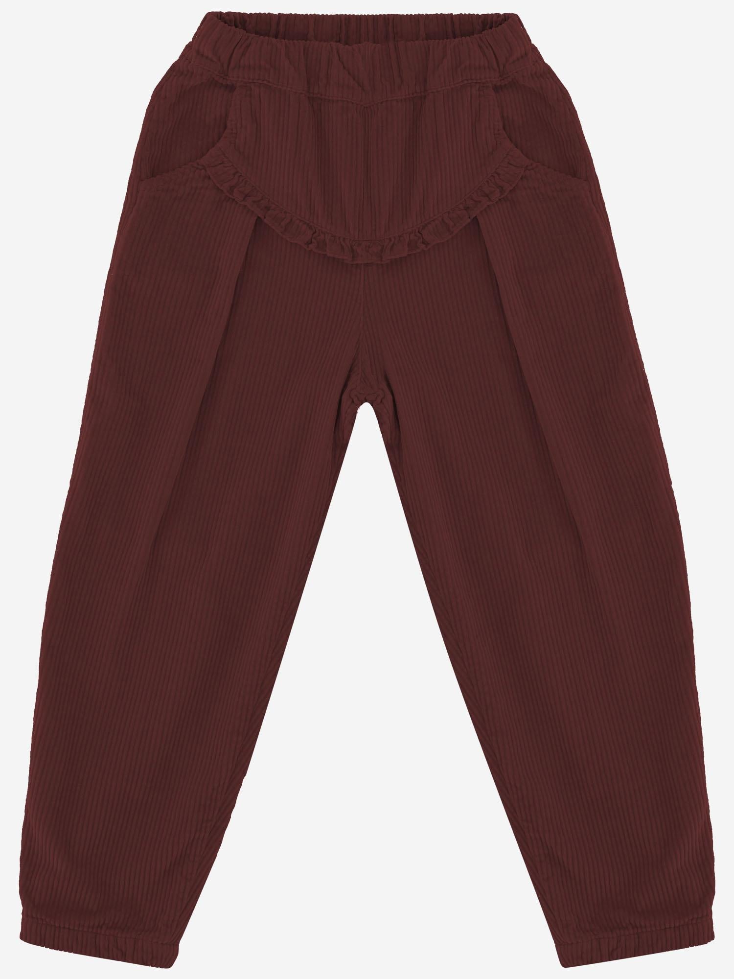 PANTALONI IN COTONE CON VOLANT DECORATIVO