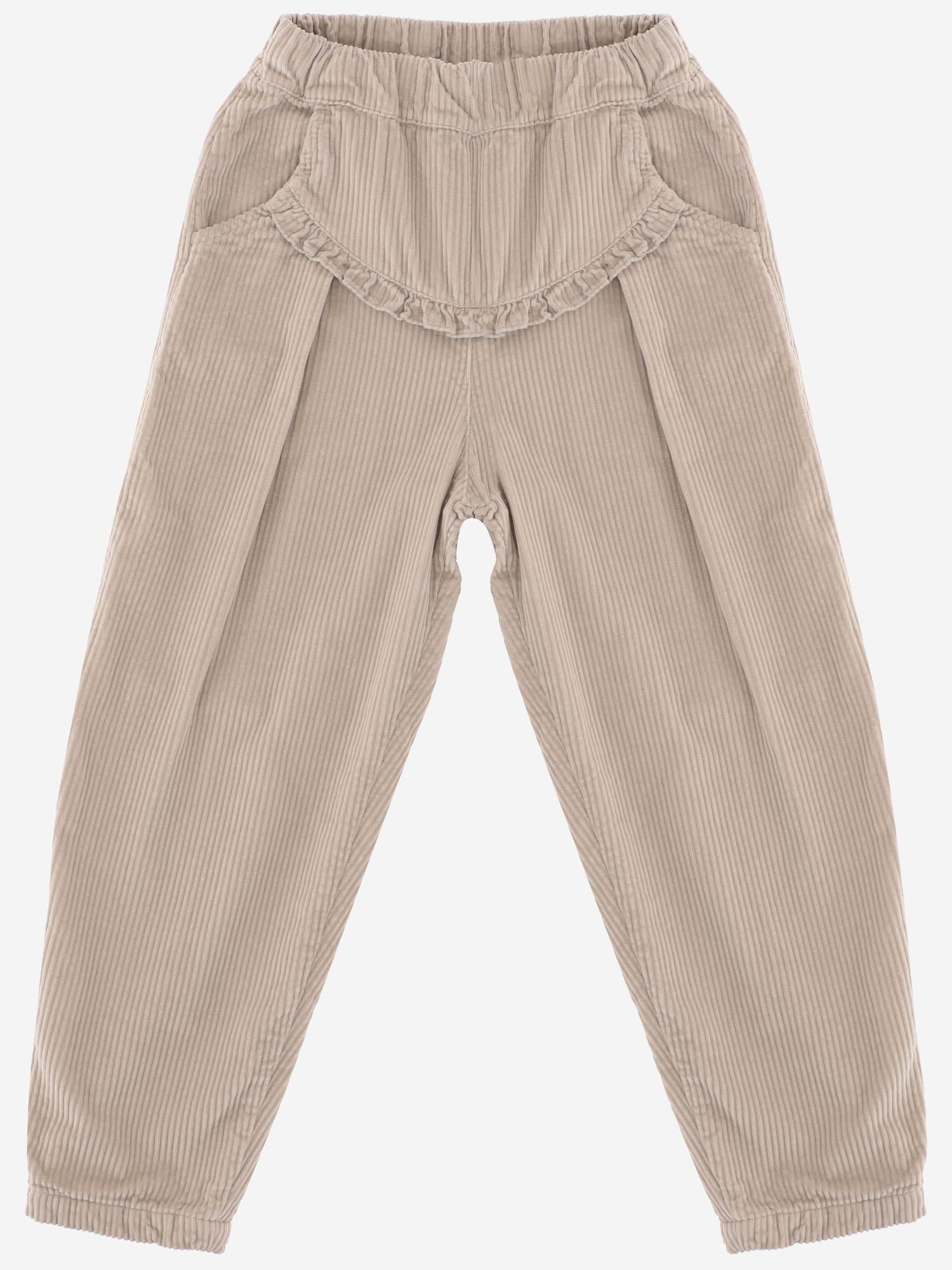 PANTALONI IN COTONE CON VOLANT DECORATIVO