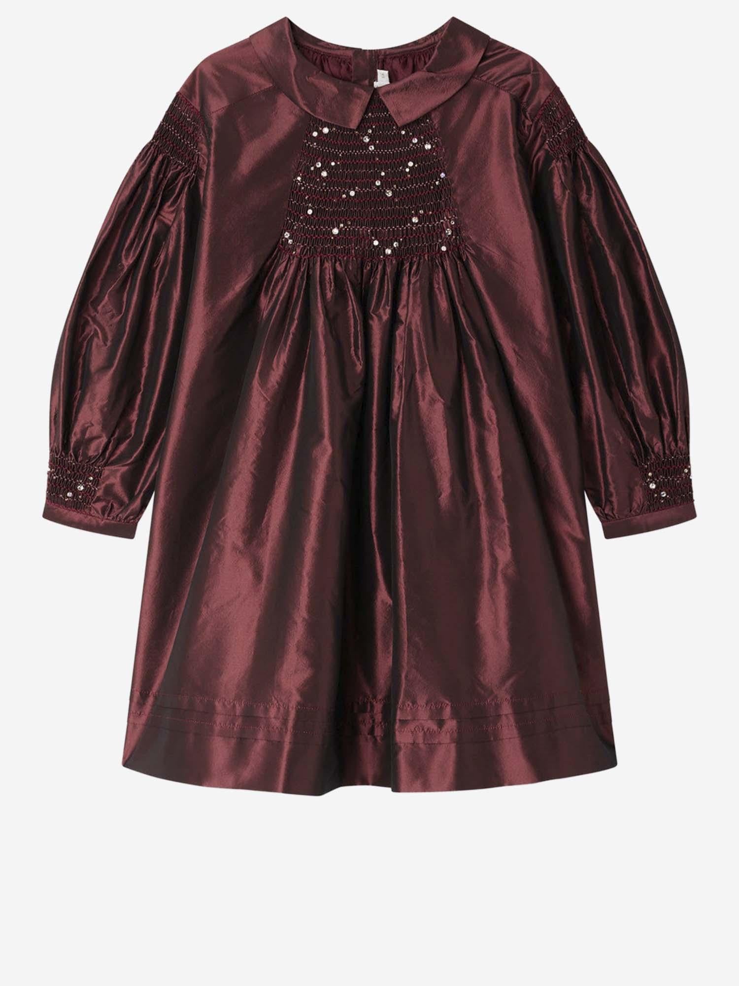 Abito Jeanne in seta ricamata e arricciata