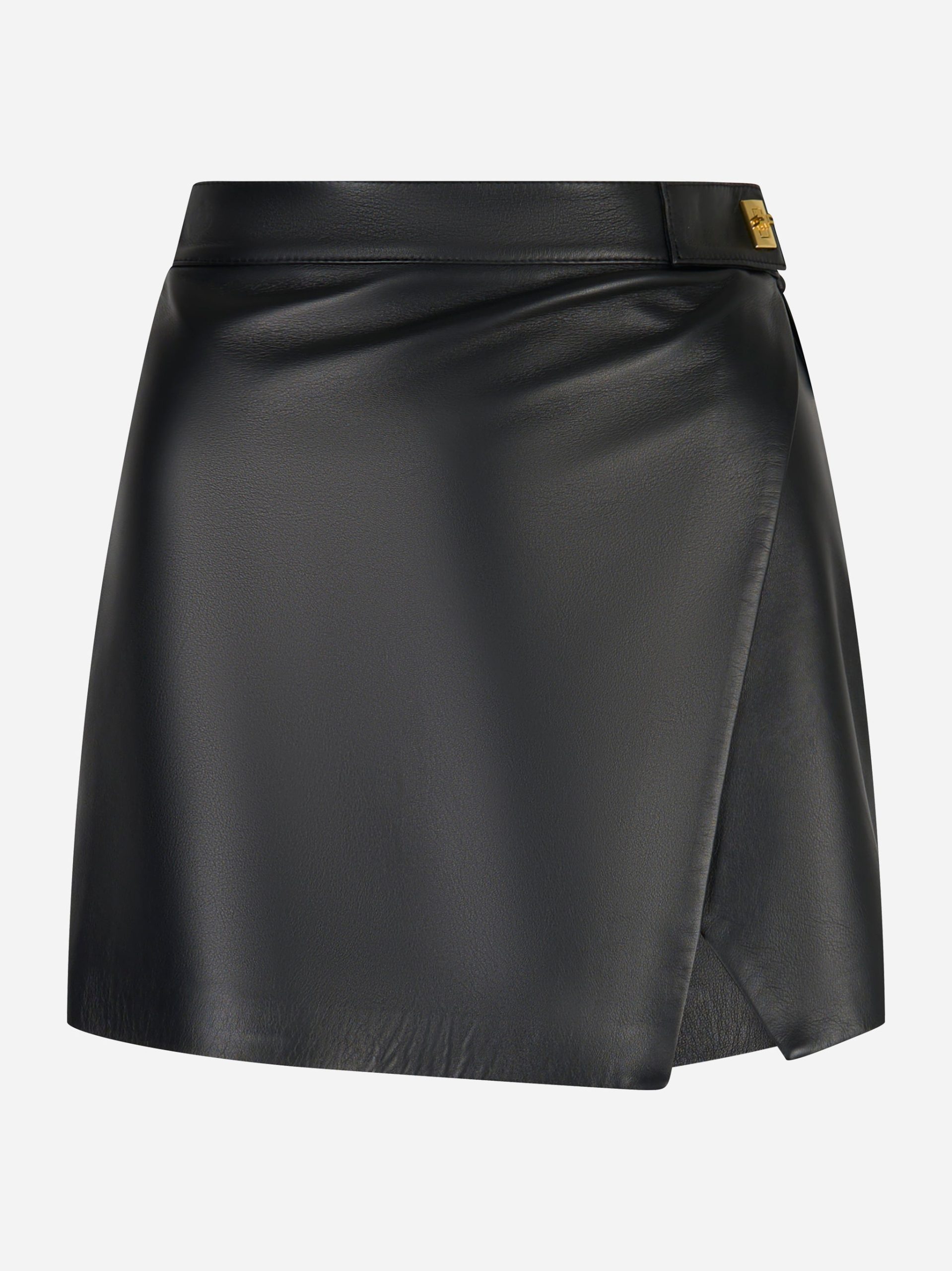 Minigonna in pelle nappata Nero