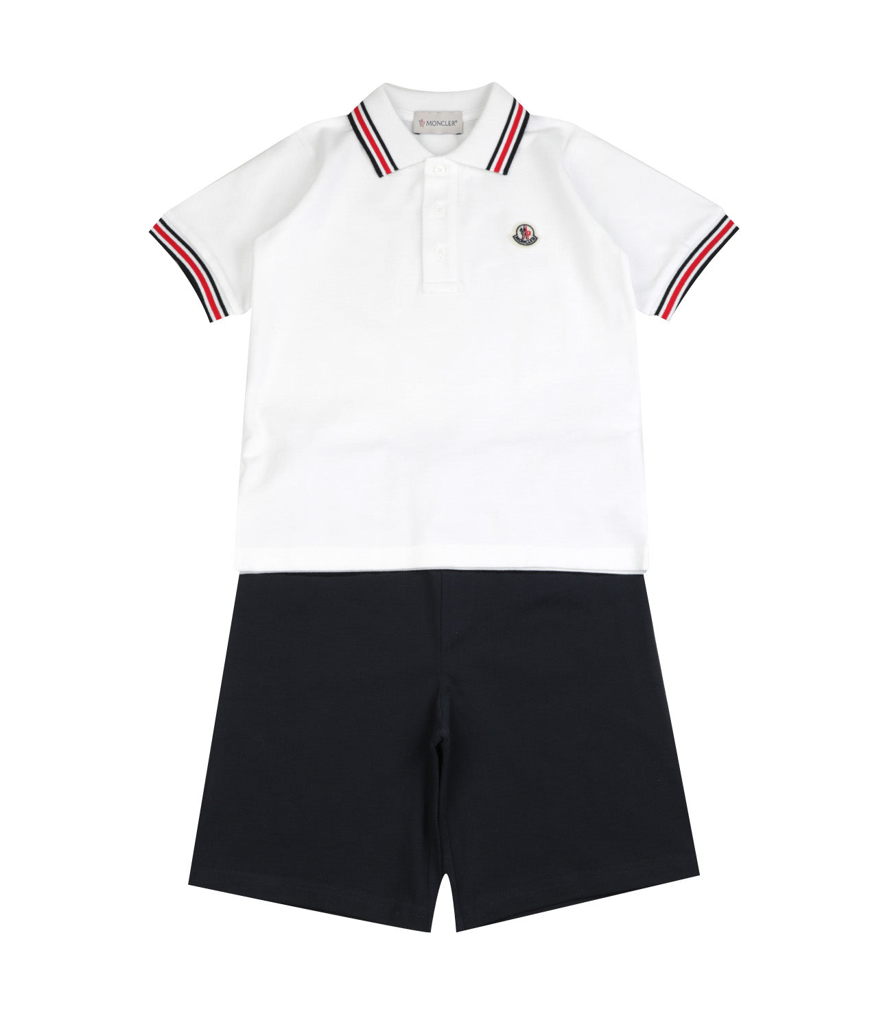 Moncler Junior | Set Polo e Bermuda Bianco e Blu