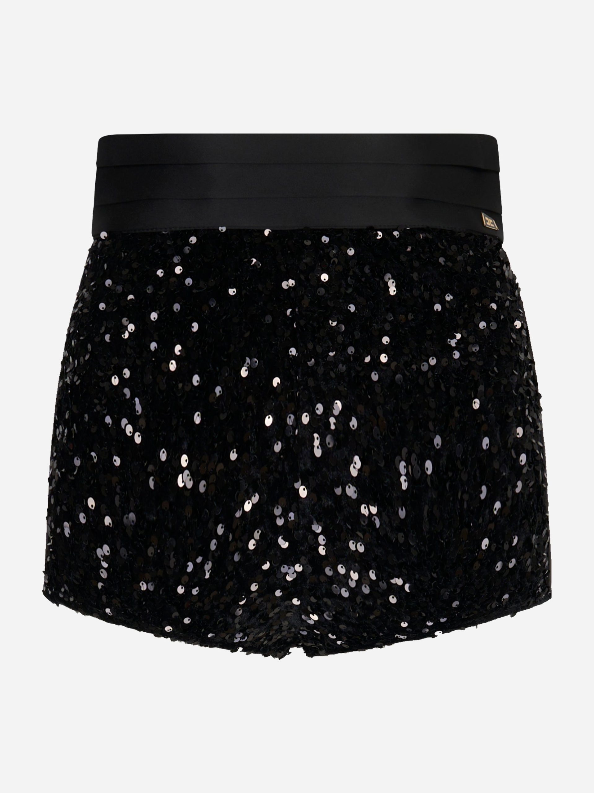 Shorts vita alta con paillettes Nero