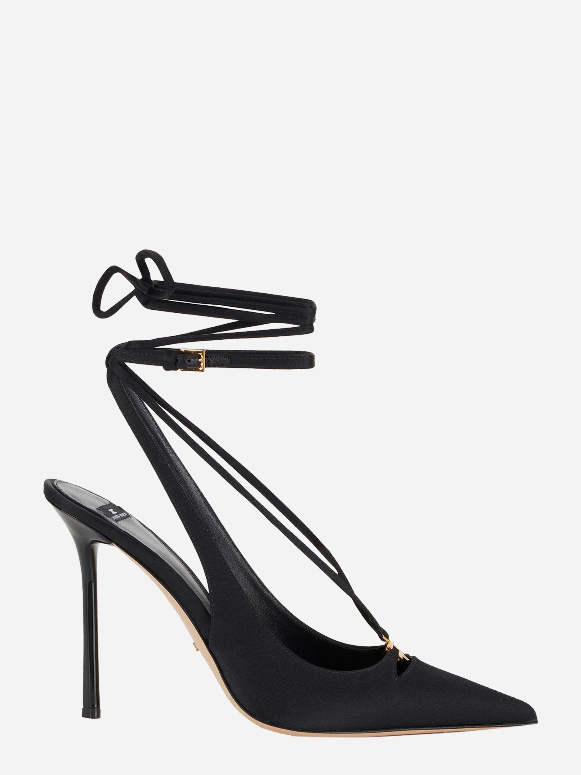 Slingback in pelle Nero