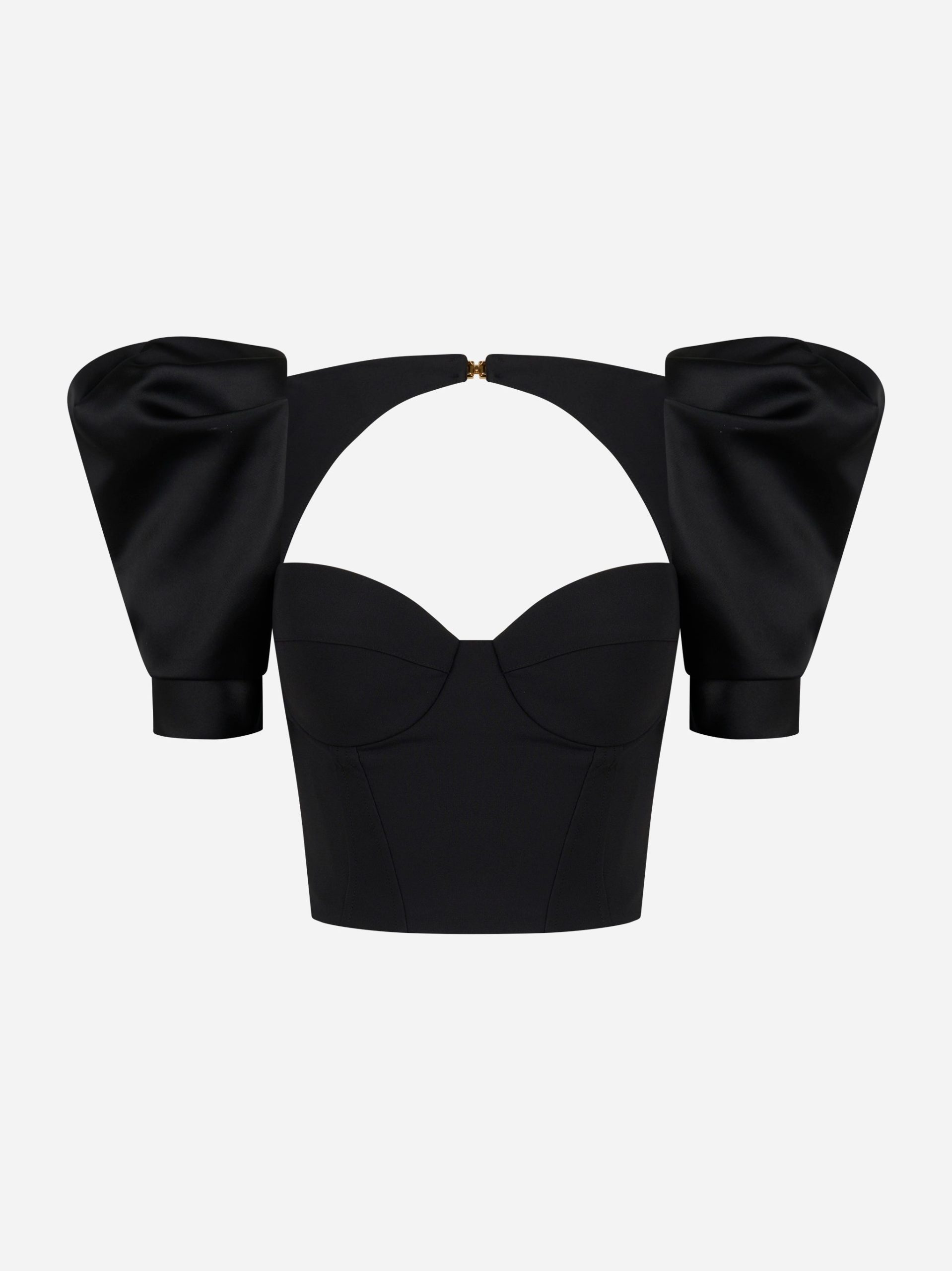 Top in crepe e duchesse Nero